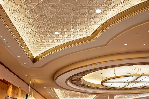 Conference Center, brand, Featured in this elegant conference center is Above View Incs Deco 2 Square Acoustic Ceiling Tile