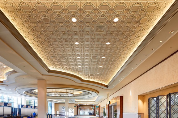 Conference Center, brand, Featured in this elegant conference center is Above View Incs Deco 2 Square Acoustic Ceiling Tile