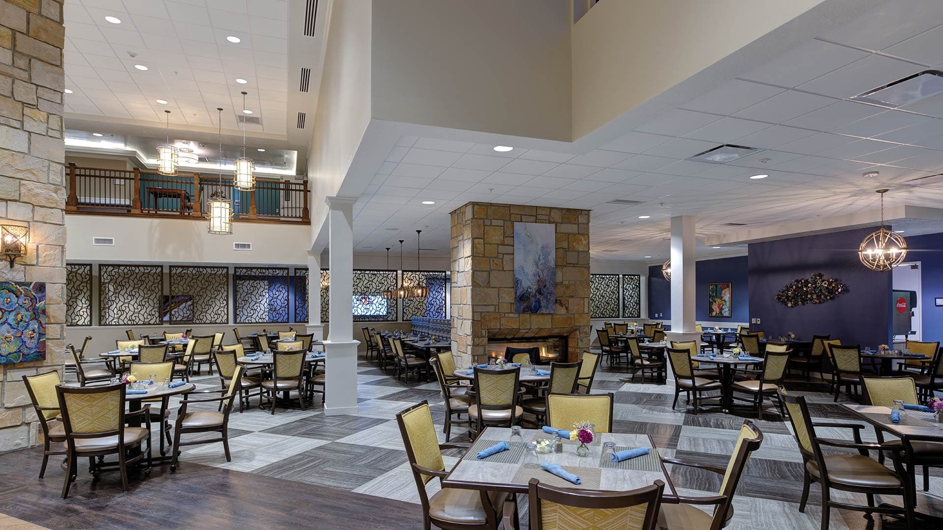 Dining Rd Acuity Brands Creekside Senior Living cafeteria dining area | Acuity Brands