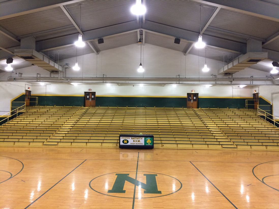 acuity brands nativity bvm high school gymnasium bleacher view Acuity