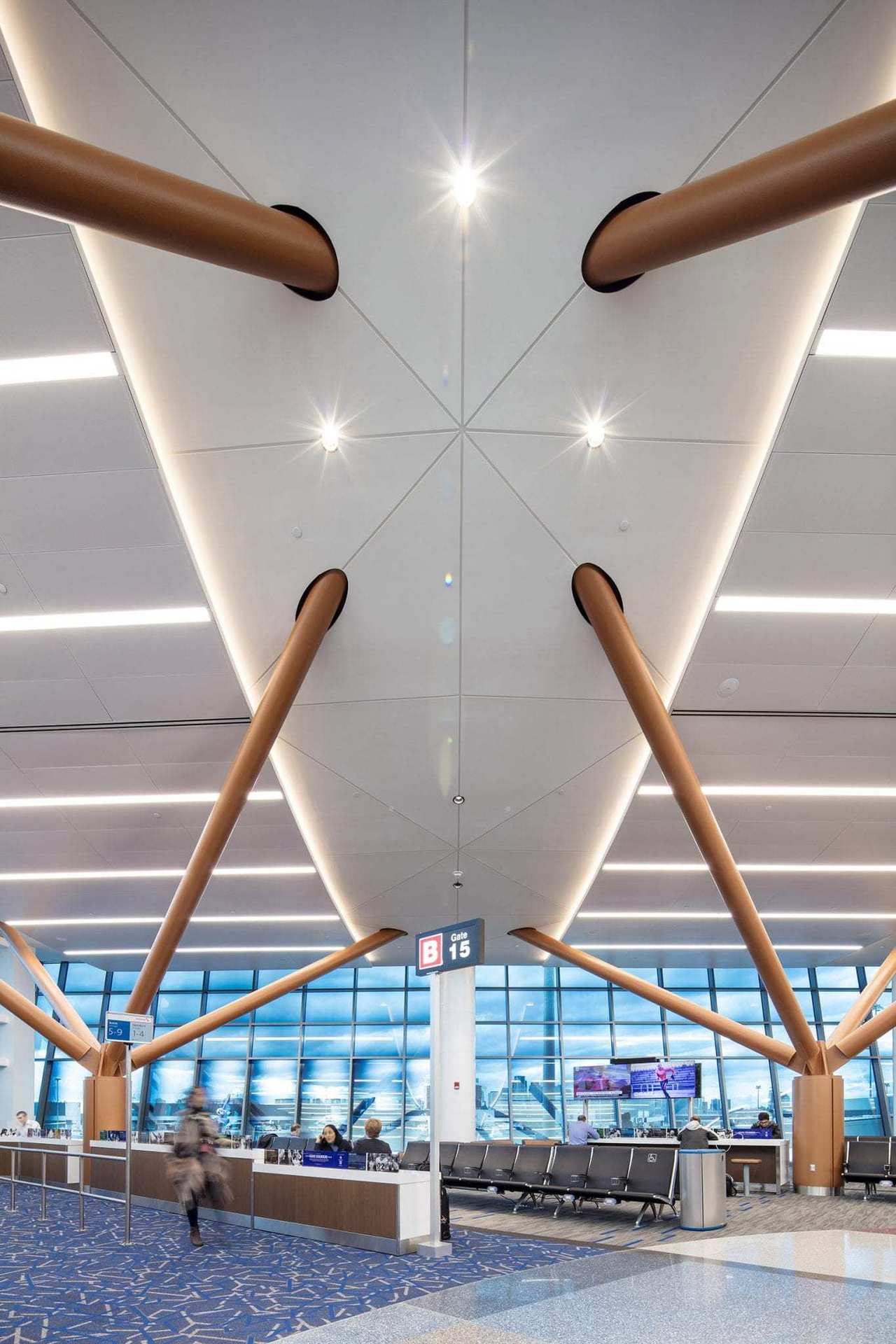 Airport Terminal Performance Downlighting Shape Light, CCTLed Downlight Fixed can be see along the main holding room gracing