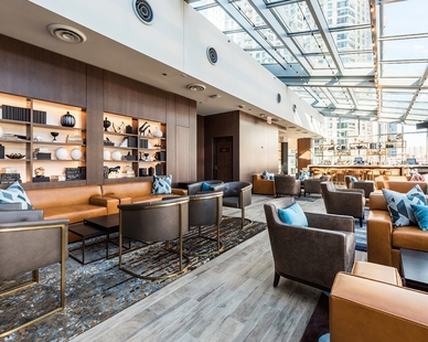 Antunovich Associates Gibsons Italia Chicago Illinois Common Area Bar, A naturally lit space where guests can relax and have