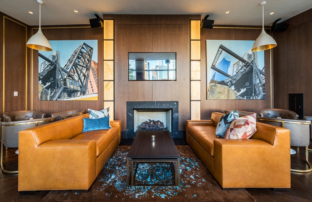 Antunovich Associates Gibsons Italia Chicago Illinois Lounge Area, Cozy gathering space at Gibsons Italia in Chicago,