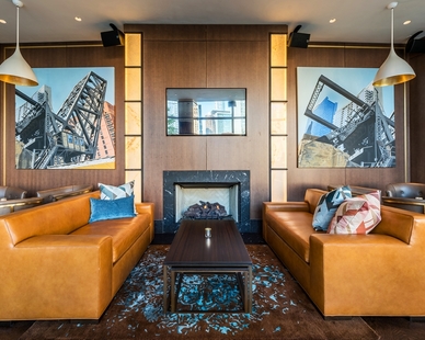 Antunovich Associates Gibsons Italia Chicago Illinois Lounge Area, Cozy gathering space at Gibsons Italia in Chicago,