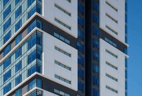 Modern Apartment Building with Colorful Exterior and Concrete Precast ...