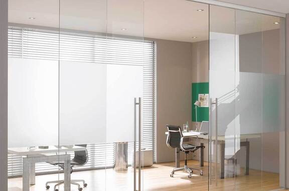 Acoustical Solutions, brand, Acoustic glass partitions are an easy way to transform your space into an upscale environment.
