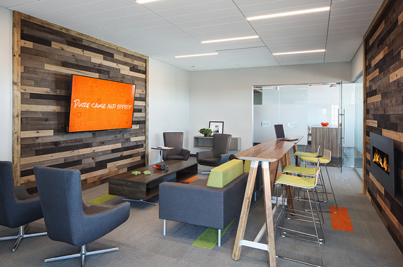 Rippe Keane, professional, Open workplace environment branded with client colors.