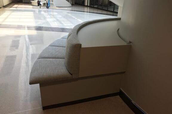 814 Commerce Drive, brand, Office space in Oak Brook, Illinois showcases custom booth seating by Contact Industries.