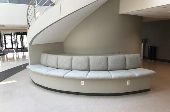 814 Commerce Drive, brand, Office space in Oak Brook, Illinois showcases custom booth seating by Contact Industries.