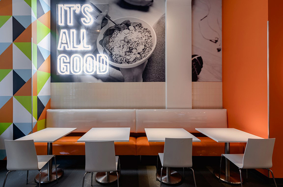 Protein Bar, brand, Protein Bar located in the River North location in Downtown Chicago, showcases the gorgeous custom