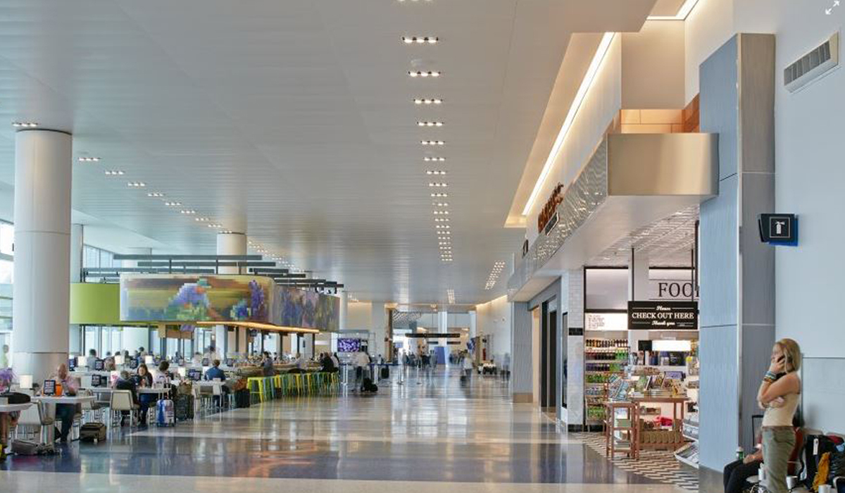 Crossville Bush International Airport Terminal C Waiting Area Porcelain Tile Ceiling Crossville
