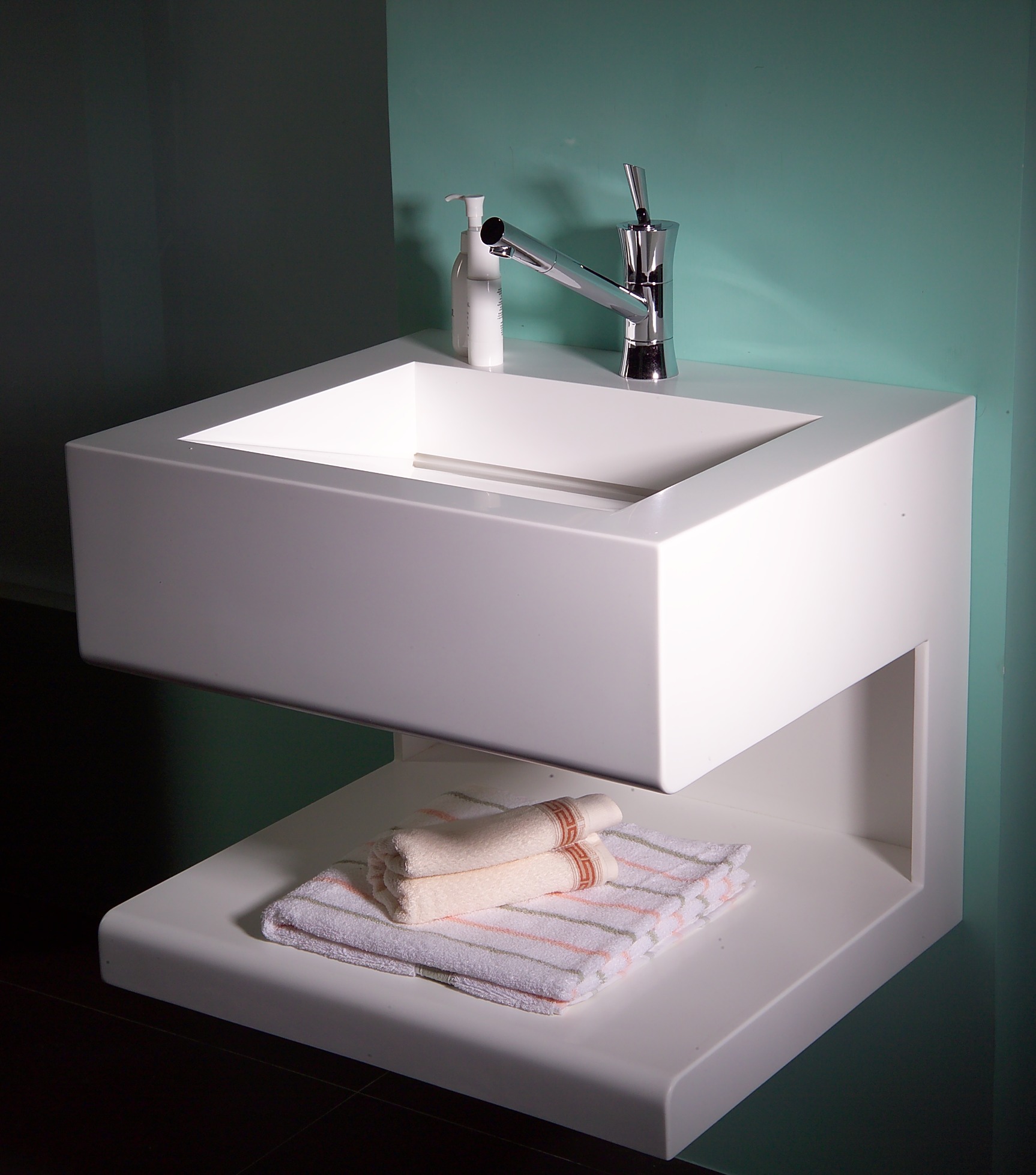 Durasein solid surface bathroom sink and shelf Durasein