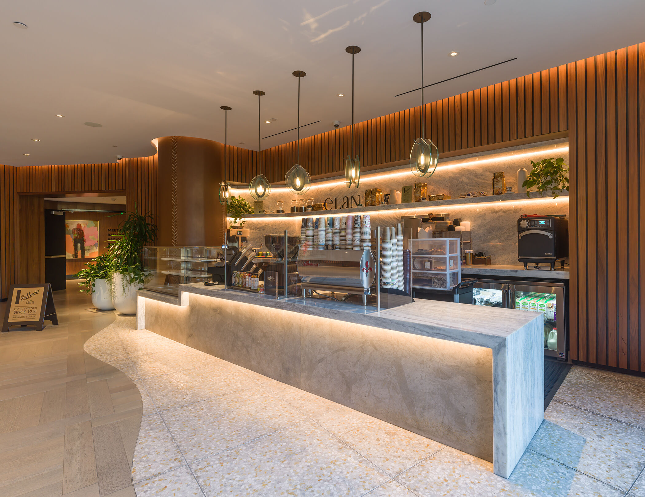 DURATAPE HIVOLT, VEA’s lobby brings the outside in, with folding glass NanaWalls on both the front and backside of the