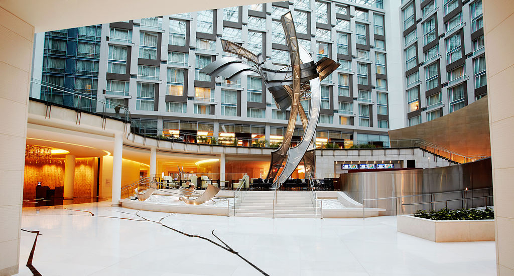 FabriTRAK Acoustic Wall and Ceiling System Marriot Lobby Design