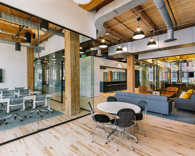 Gardner Builders Office Design Land O' Lakes Minneapolis Break Out Meeting Space, Located in the Tractorworks Building in the