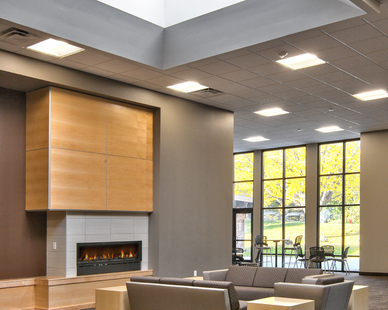 Good Shepherd Lutheran Church, Large skylights fill Good Shepherd Lutheran Church with natural daylight creating a pleasant