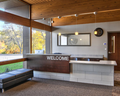 Good Shepherd Lutheran Church, Inviting reception desk with a modern design at Good Shepherd Lutheran Church, by Vanman