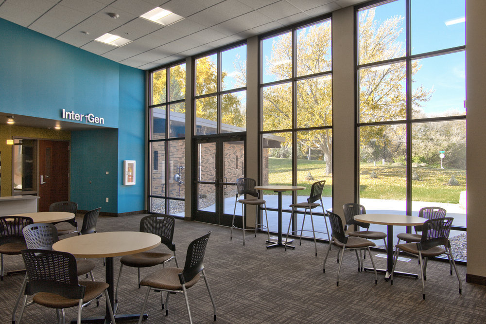 Good Shepherd Lutheran Church, The loss of the courtyard was mediated by the creation of a new outdoor patio, visible through