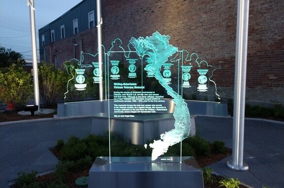 Etched Glass // Vietnam Veterans Memorial, brand, GRT Glass Design created large glass cutouts for the Vietnam Memorial in