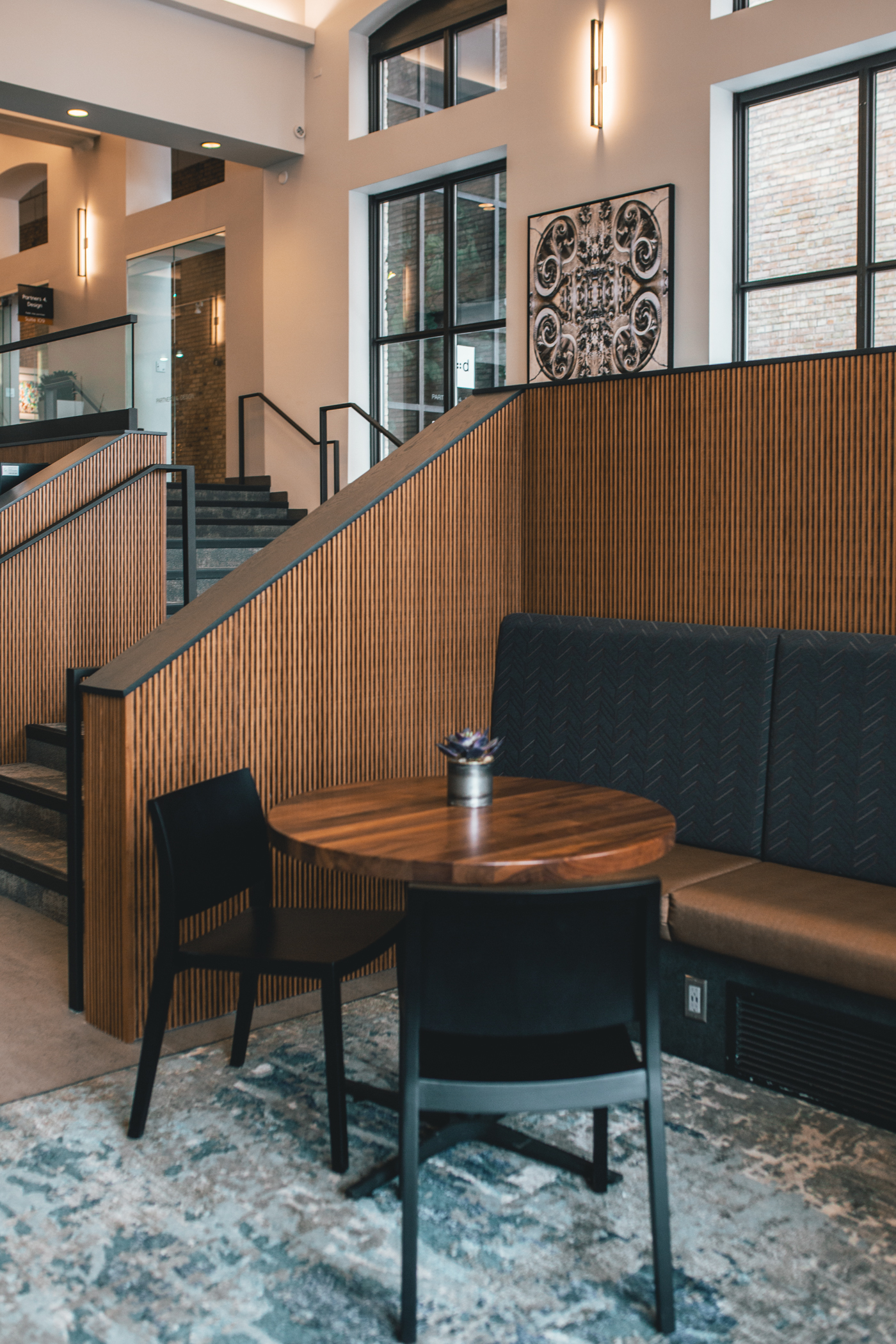 inunison design international market square seating area and stairs ...