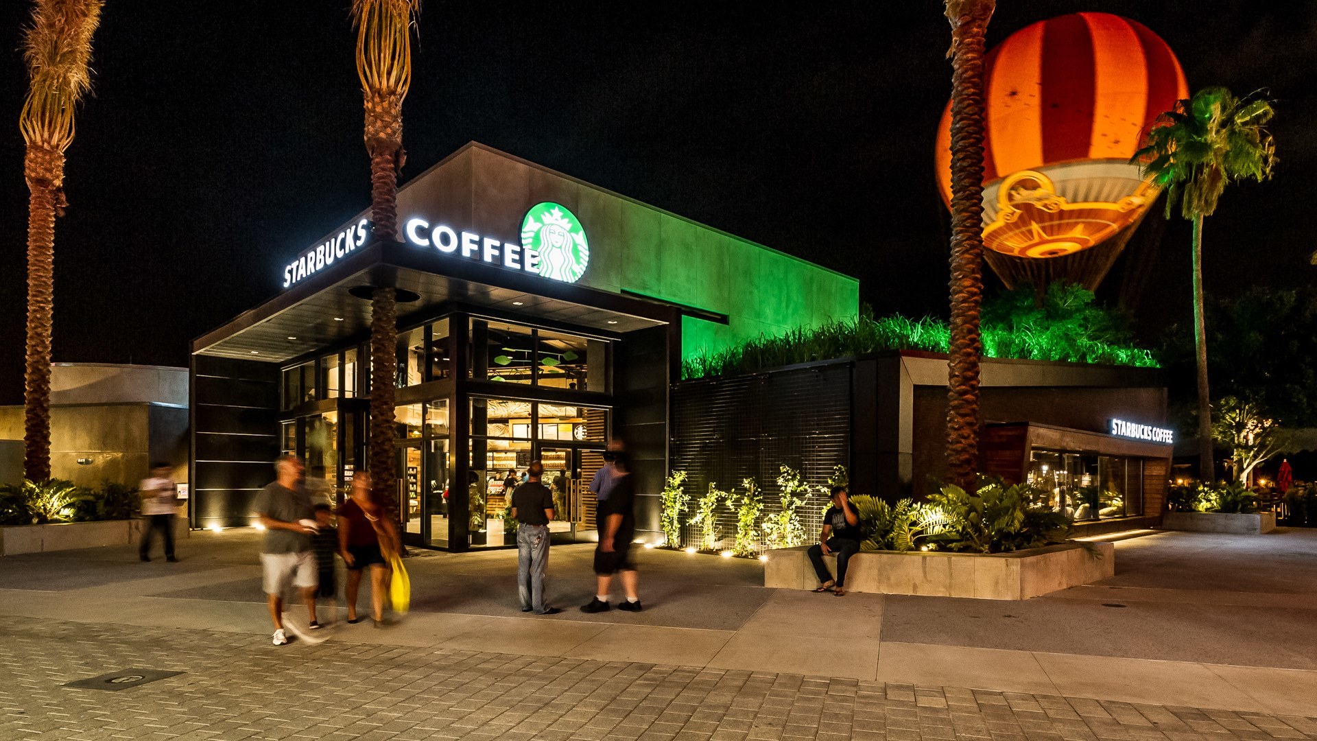 Landstudio starbucks disney springs exterior at night LandStudio360
