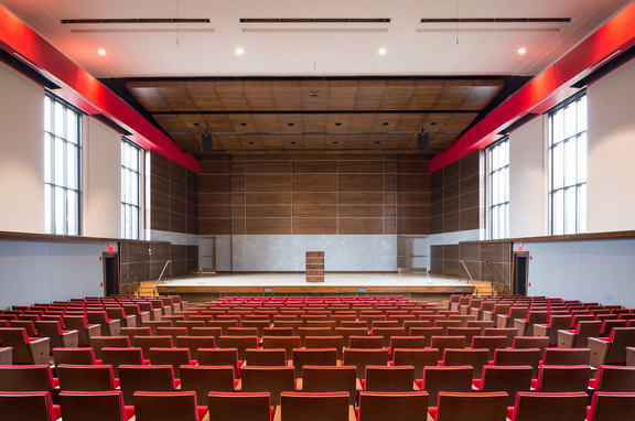Central College, brand, The Douwstra Auditorium, located in Pella, Iowa at the college’s Central Hall, was constructed in