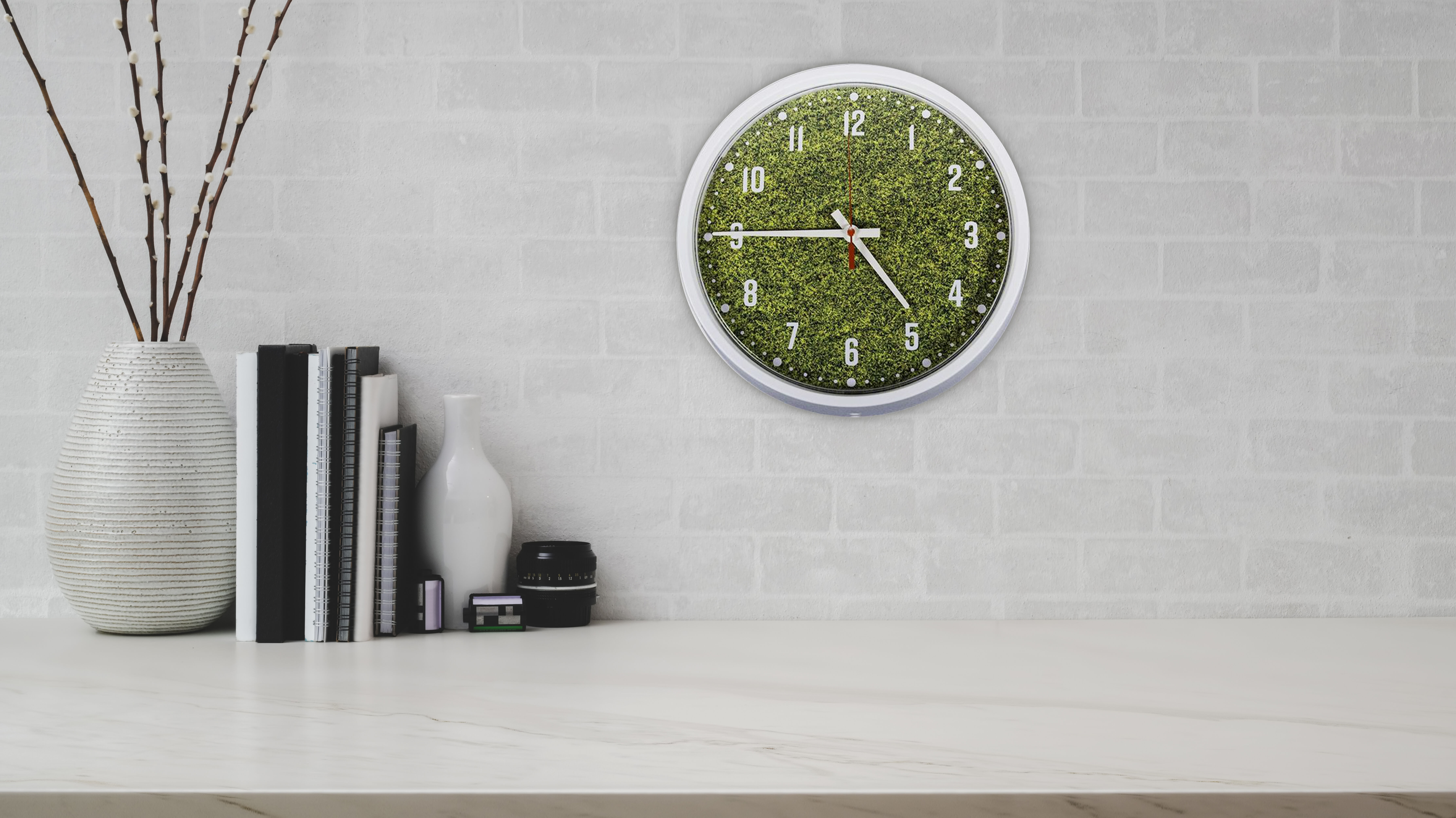 Moss Wall Clock with White Bezel | Allé Designs