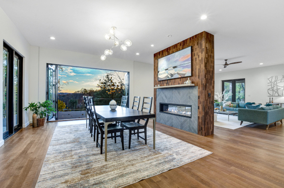 New Jersey Residence, brand, We envisioned a large fireplace to anchor the great living and dining rooms. The gentle curves