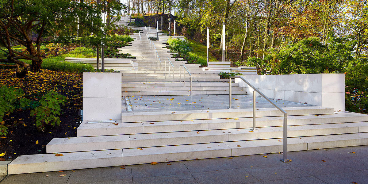 Outdoor Art Exhibit with Landscaping and Concrete Unique Staircase and Walkway, For more than 60 years, Wausau Tile has