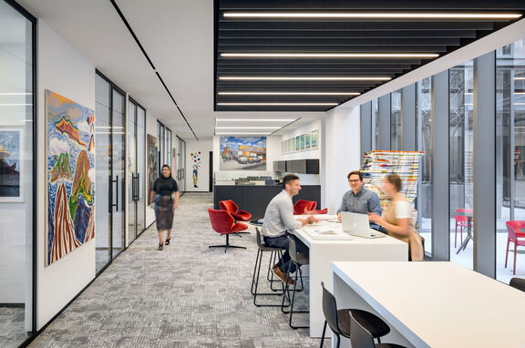 Related Miami, brand, Acoufelt was thrilled to provide sound absorbing baffles in the Related Miami corporate office.