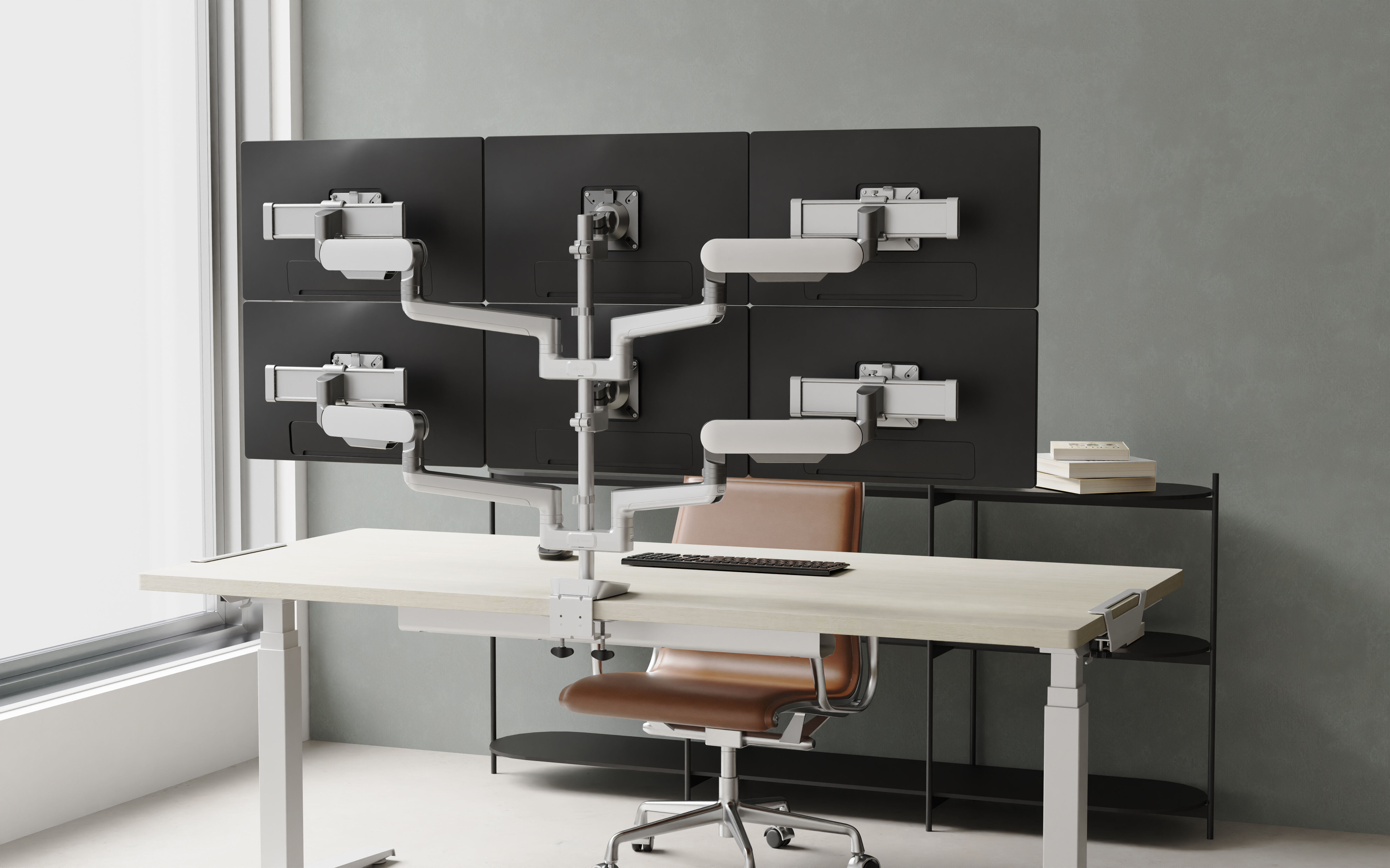 Rising6-FMS Lifestyle, Rising Monitor Arms are now available in Quad Sixes configurations. Available in 9 beautiful finish