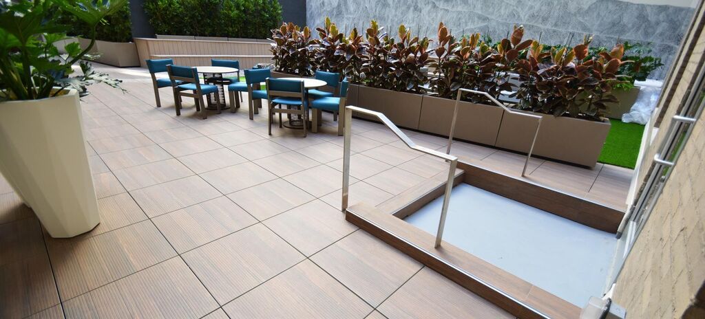 Swig-Office-Amenity-Deck 7272, Swig Office Building | Los Angeles, CA featuring products from Tile Tech Pavers |