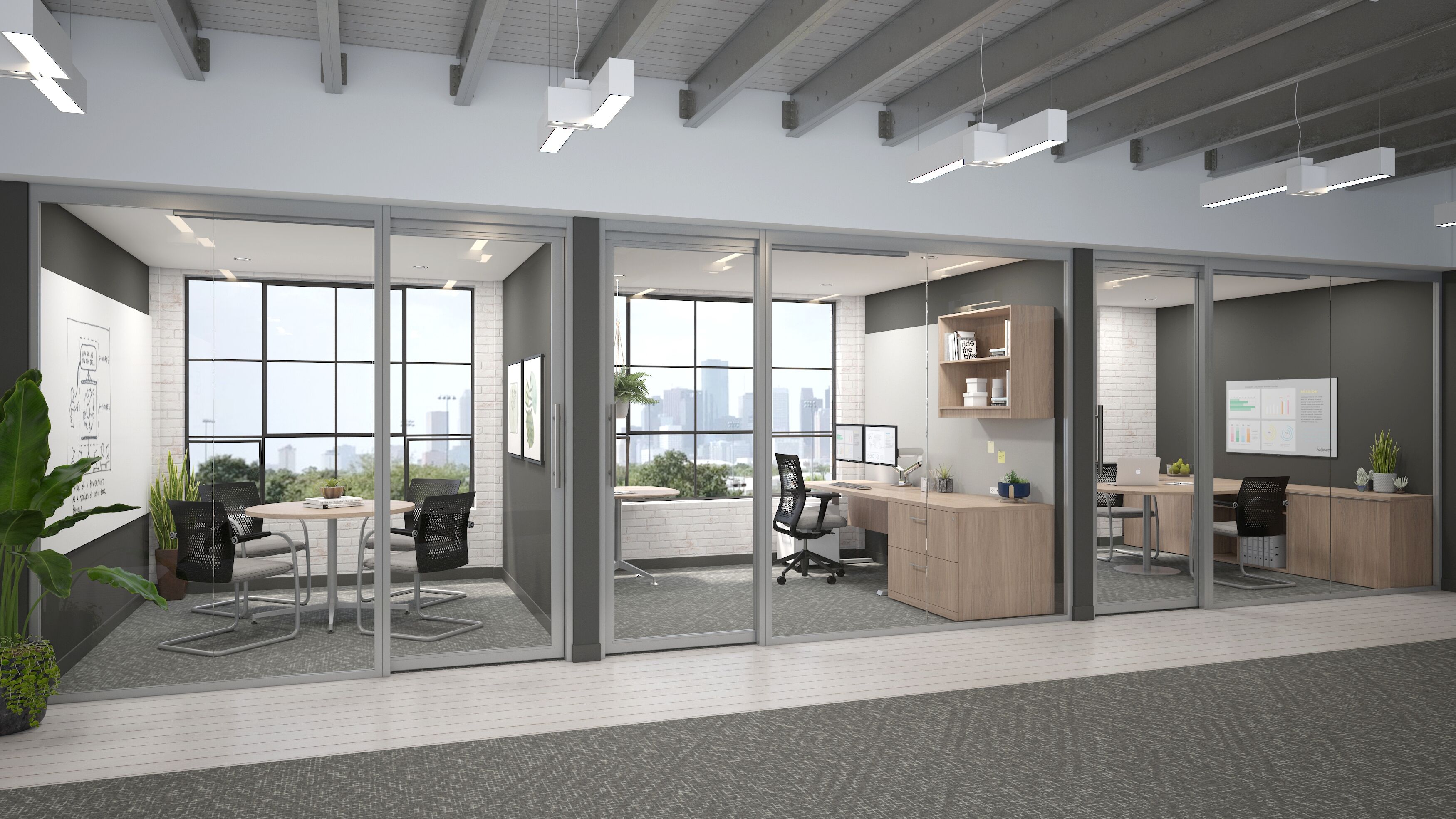 Titan - 2 offices,small meeting space - Low Profile 022223, Titan Frameless featuring products from Fellowes | Titan - 2