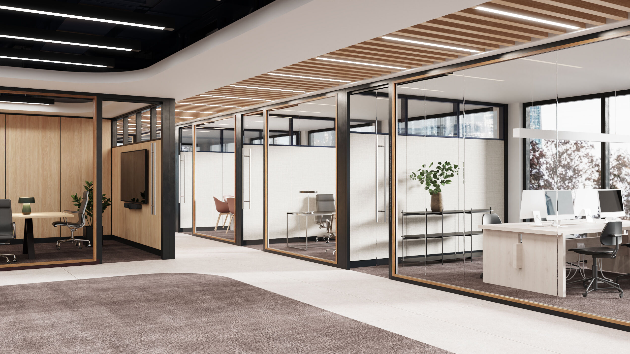 Titan-Accent-SouthernPecan-Black-WoodFX, Titan Frameless with WoodFX (wood-like trim).