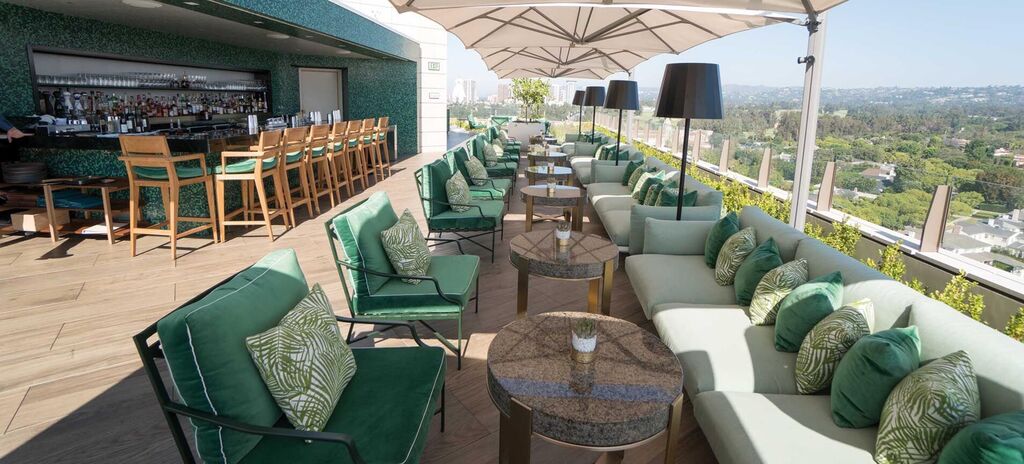 Waldorf-Porcelain-Pavers-Pedestals-03, Wood Look Porcelain Pavers for rooftop bar & restaurant deck overlooking Beverly Hills