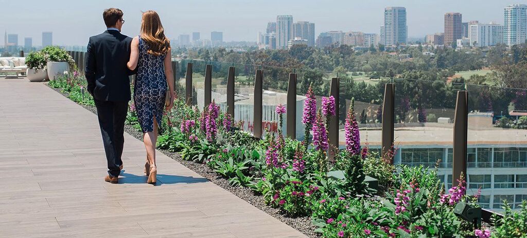 Waldorf-Porcelain-Pavers-Pedestals-04, Wood Look Porcelain Pavers for rooftop bar & restaurant deck overlooking Beverly Hills