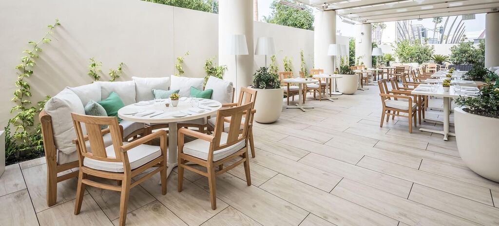 Waldorf-Porcelain-Pavers-Pedestals-05, Wood Look Porcelain Pavers for rooftop bar & restaurant deck overlooking Beverly Hills