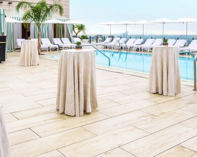 Waldorf-Porcelain-Pavers-Pedestals-08, Wood Look Porcelain Pavers for rooftop pool deck overlooking Beverly Hills and