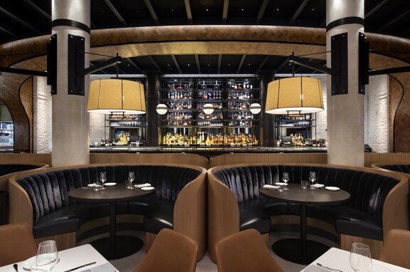 Ocean's, brand, Rockwell Groups designed Oceans, a highly acclaimed seafood restaurant on Park Ave., NY. The show-stopping