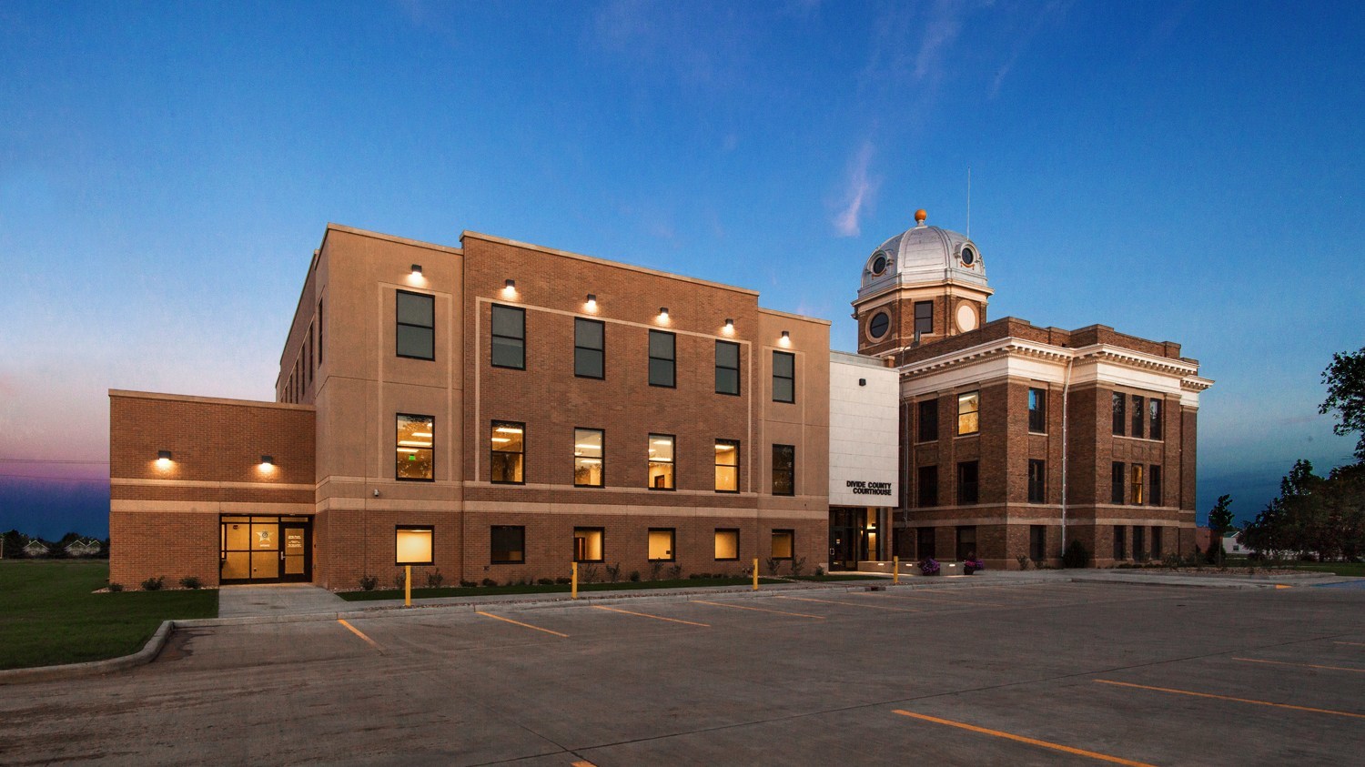 Wells Concrete Divide County Courthouse Evening Picture Wells