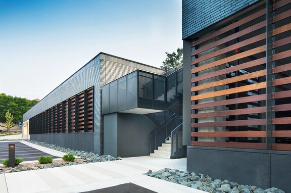 Mill Street Parking Ramp, brand, The City of Wayzata has built a 385-stall public parking structure in the parking lot at
