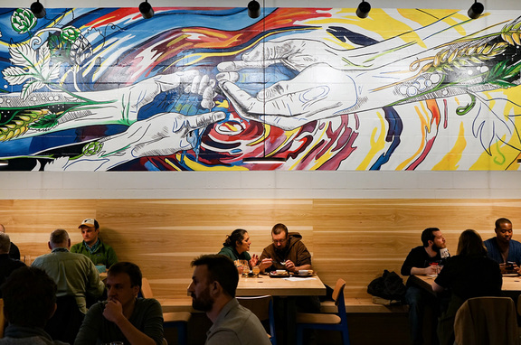 Working Draft Beer Company // Mural, professional, Lead Designer and Artist Jenie Gao, designed and painted this custom mural
