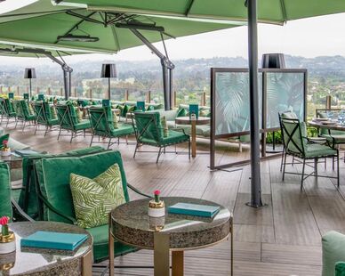 Wood Look Porcelain Pavers, Wood Look Porcelain Pavers for rooftop bar & restaurant deck overlooking Beverly Hills and