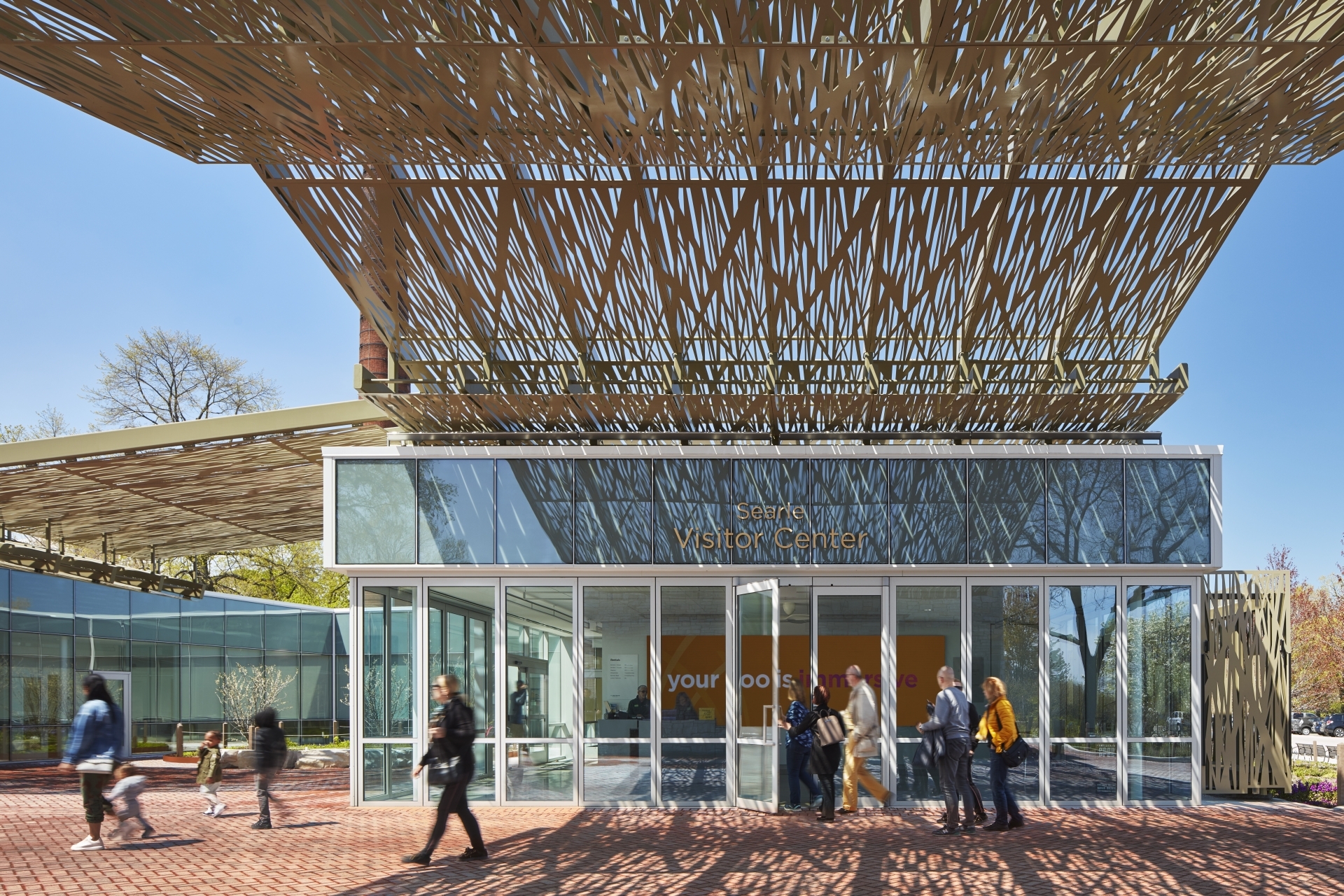Zoo Visitor Center Modern Sliding Glass Walls Canopy Design NanaWall
